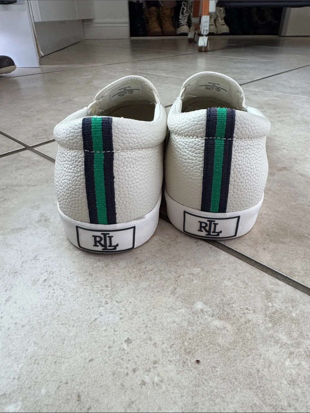 Ralph Lauren Kids White Embossed RL Slip-On Sneakers